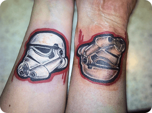 Photograph of our matching tattoos